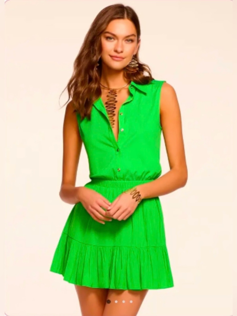 NWT Ramy Brook Bright Green Sleeveless Polo Dress